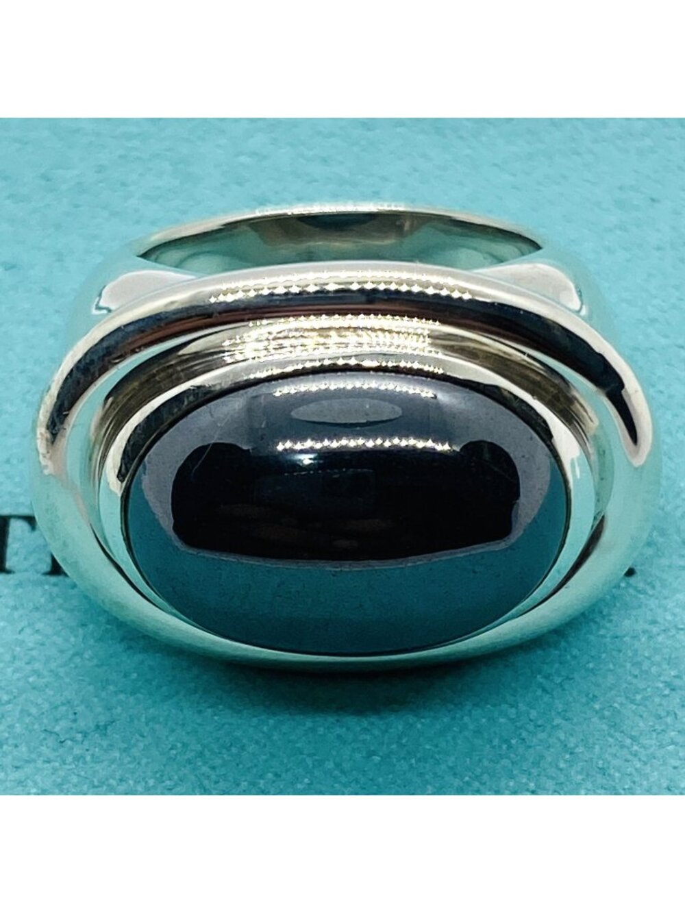 Tiffany & Co Sterling Silver 925 Paloma Picasso Hematite Ring Size 7.5